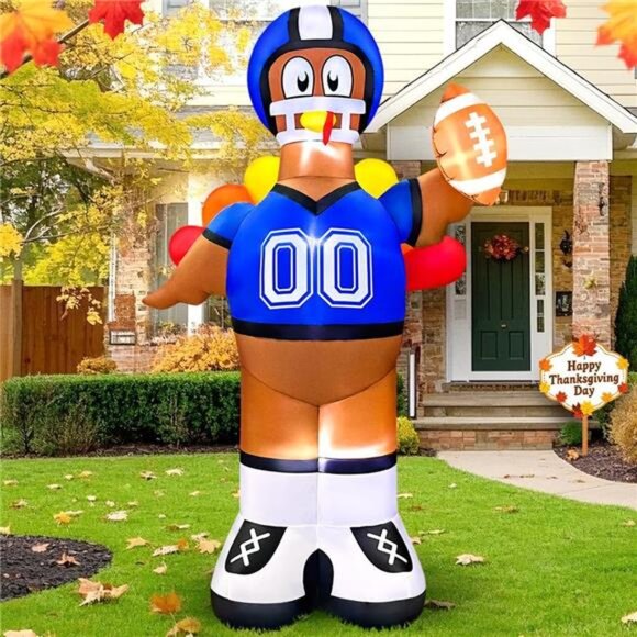 11.8 Foot Giant Football Turkey Inflatables Fall  8FT Giant Thanksgiving Inflatables Decorations Turkey Football Inflatable